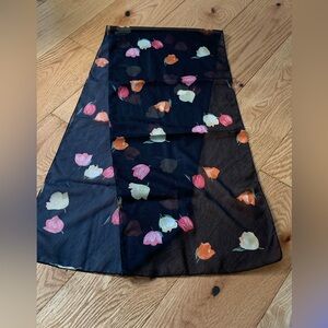 PICK ANY 3 ITEMS FOR $10 - Sheer Black Floral Scarf with Colourful Tulips